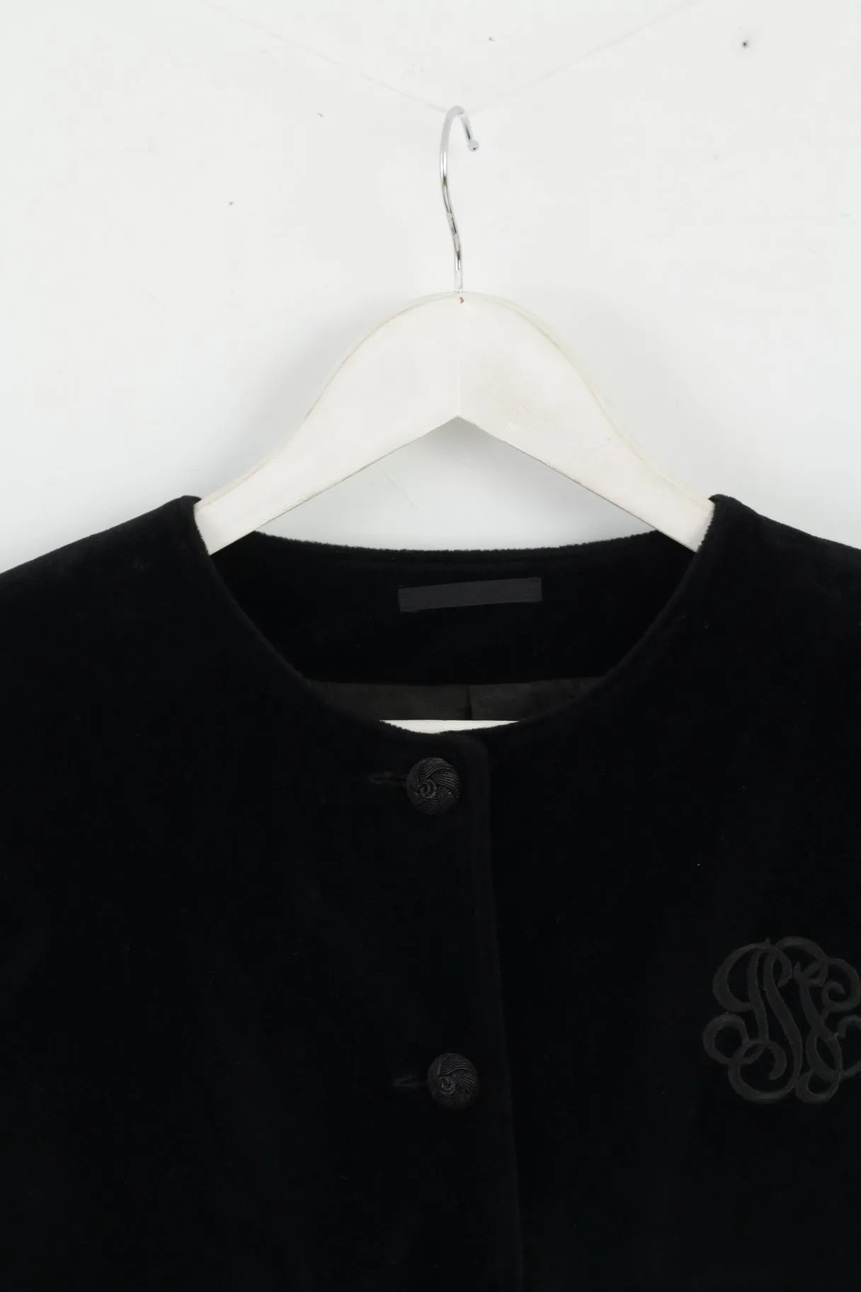 Vintage Women 38 Blazer Black Acetat Shiny Elegant Cropped Jacket Top