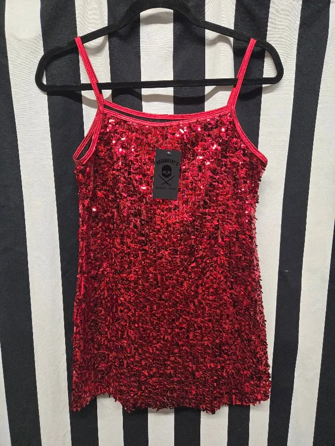 Vintage Y2K Red Sequin Tank Top