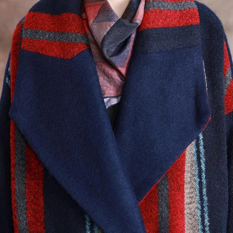 Vivid Colors Striped Long Wool Coat | Nirvana