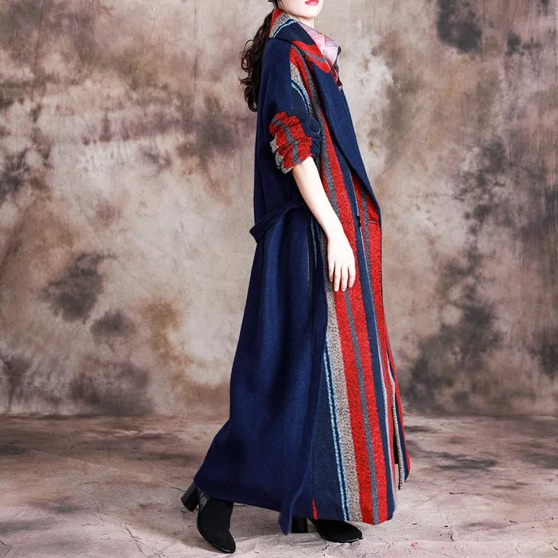 Vivid Colors Striped Long Wool Coat | Nirvana