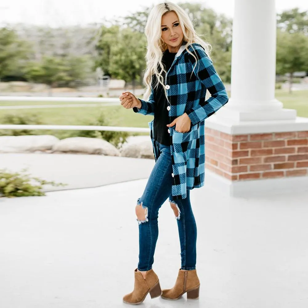 Women's Cotton Blouses Tops Plaid Long Sleeve  Shirts Tunic