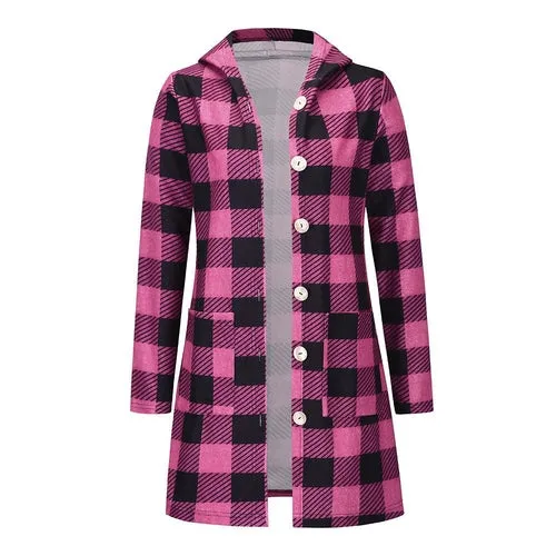 Women's Cotton Blouses Tops Plaid Long Sleeve  Shirts Tunic