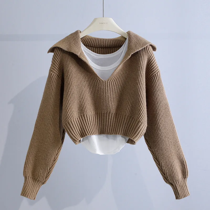 Women's Cropped Cardigan Sweaters Fashion Loose Twist Sweater