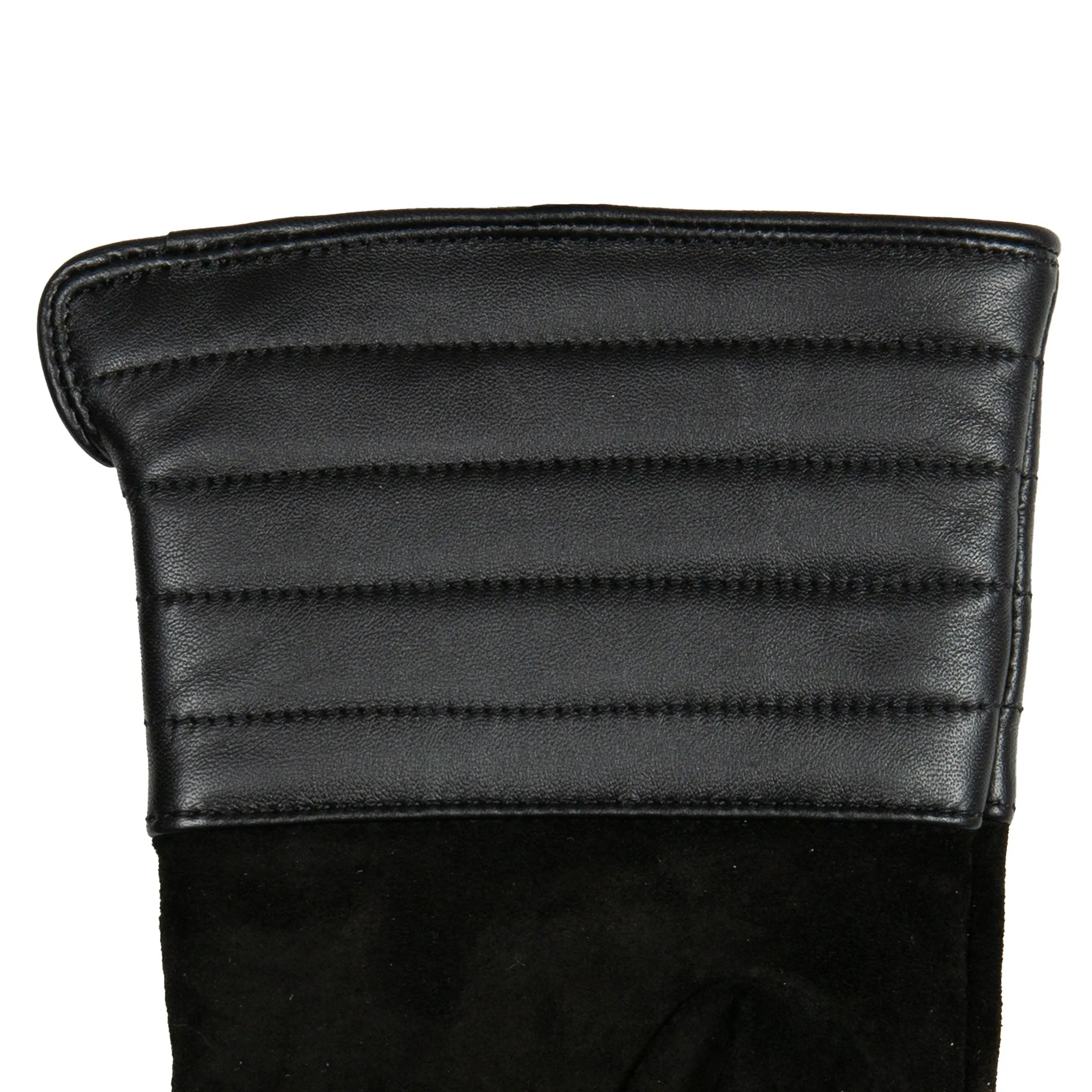 Women’s Touchscreen Water Resistant Lined Suede Gloves with Leather Cuffs