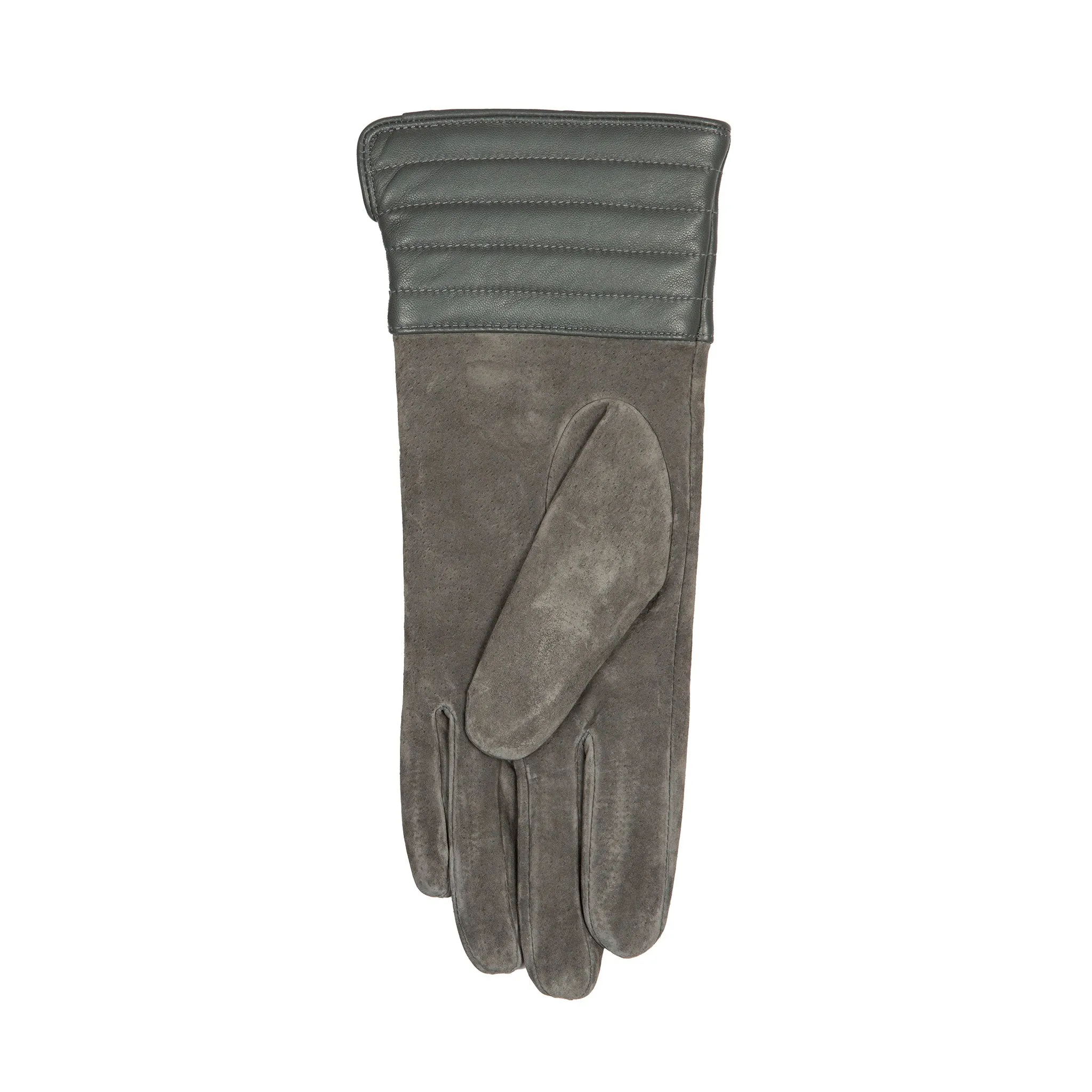 Women’s Touchscreen Water Resistant Lined Suede Gloves with Leather Cuffs