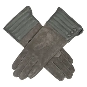 Women’s Touchscreen Water Resistant Lined Suede Gloves with Leather Cuffs