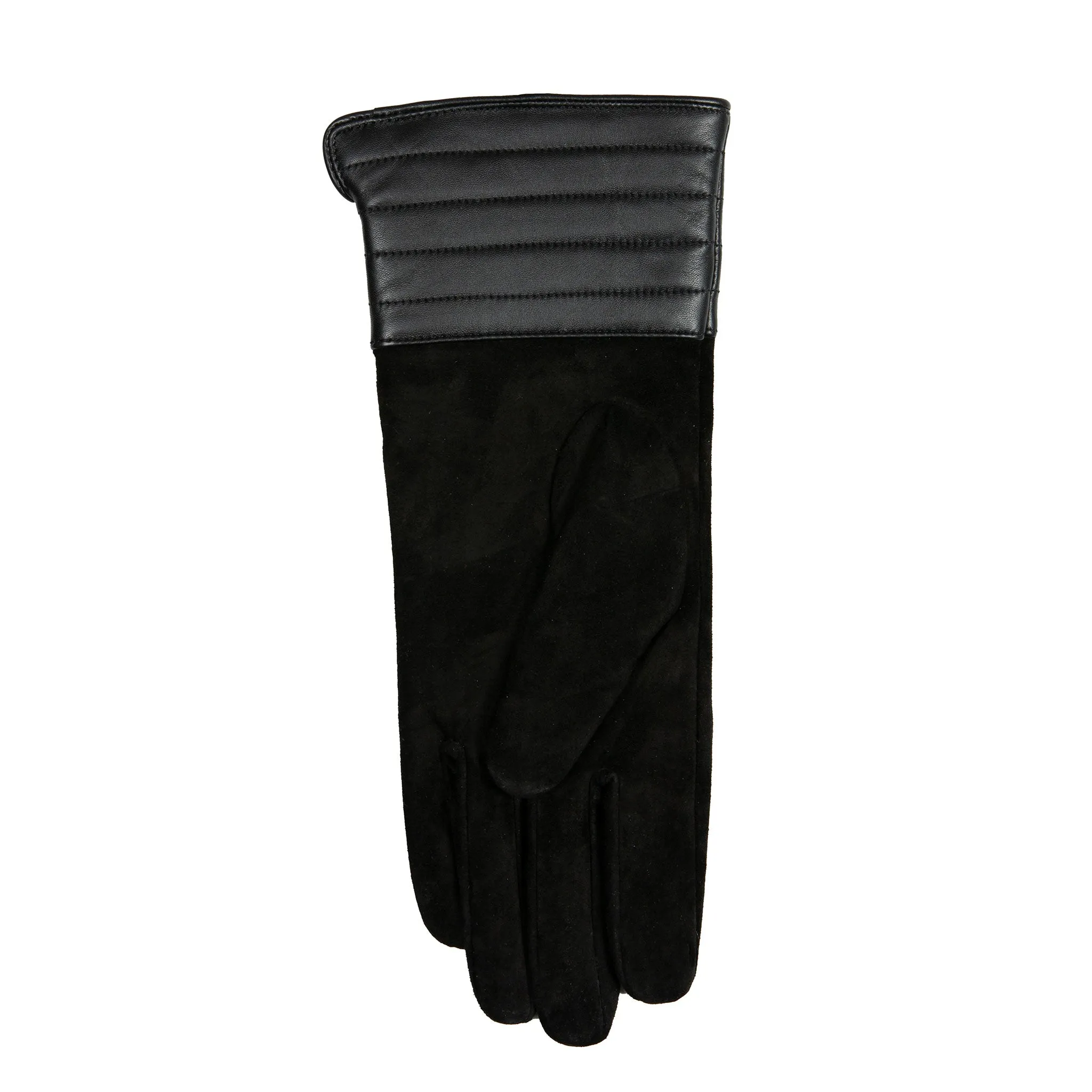 Women’s Touchscreen Water Resistant Lined Suede Gloves with Leather Cuffs