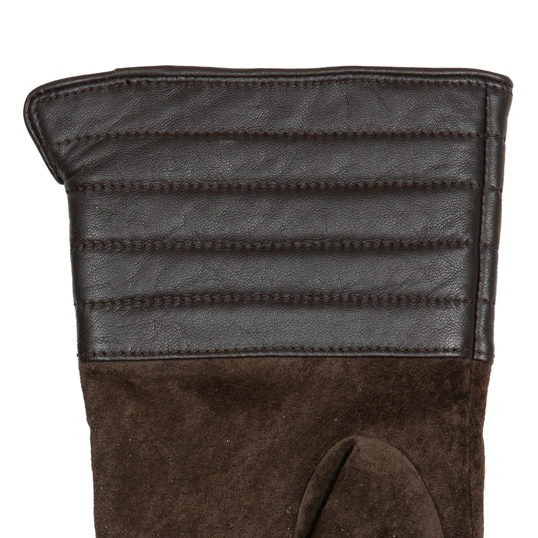 Women’s Touchscreen Water Resistant Lined Suede Gloves with Leather Cuffs