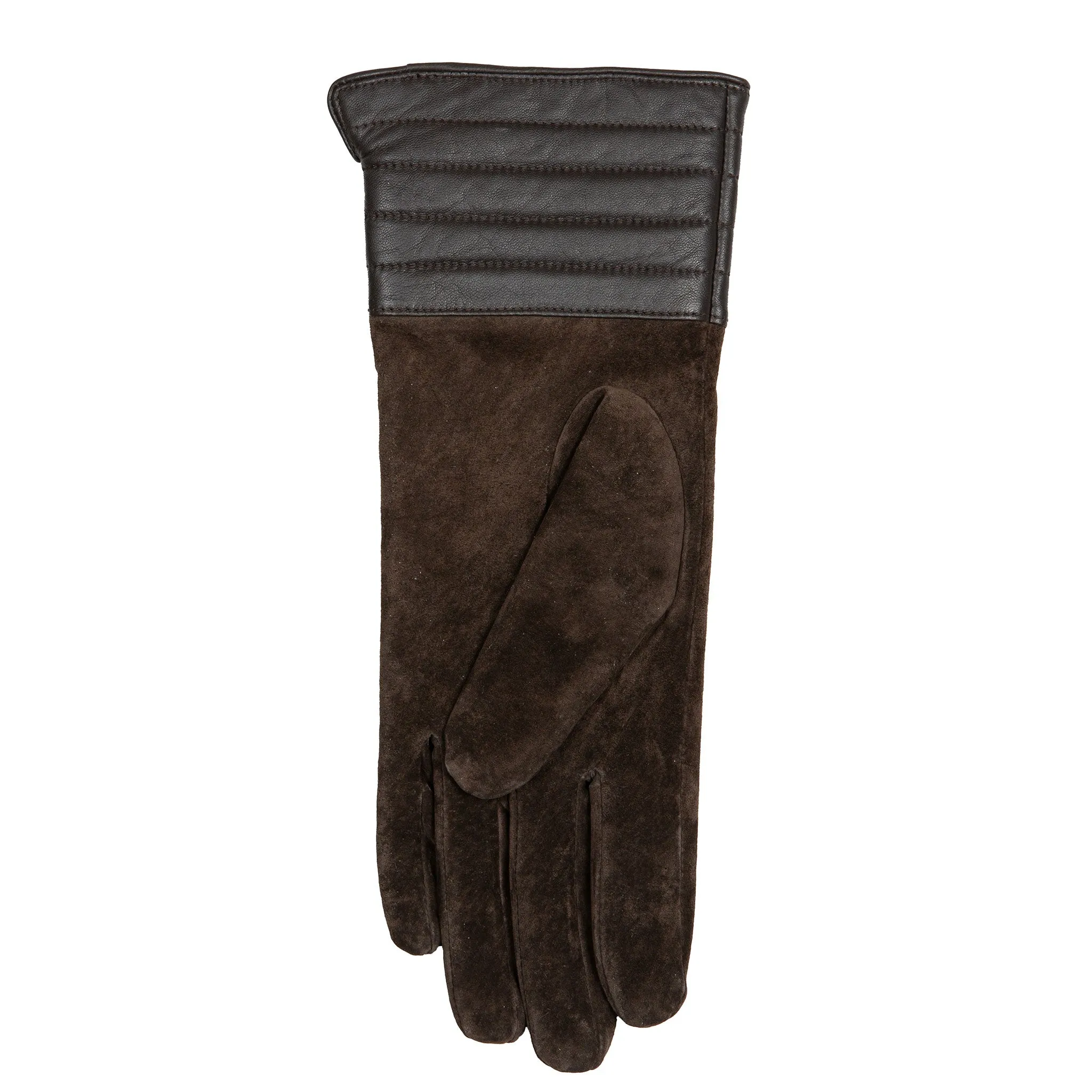 Women’s Touchscreen Water Resistant Lined Suede Gloves with Leather Cuffs