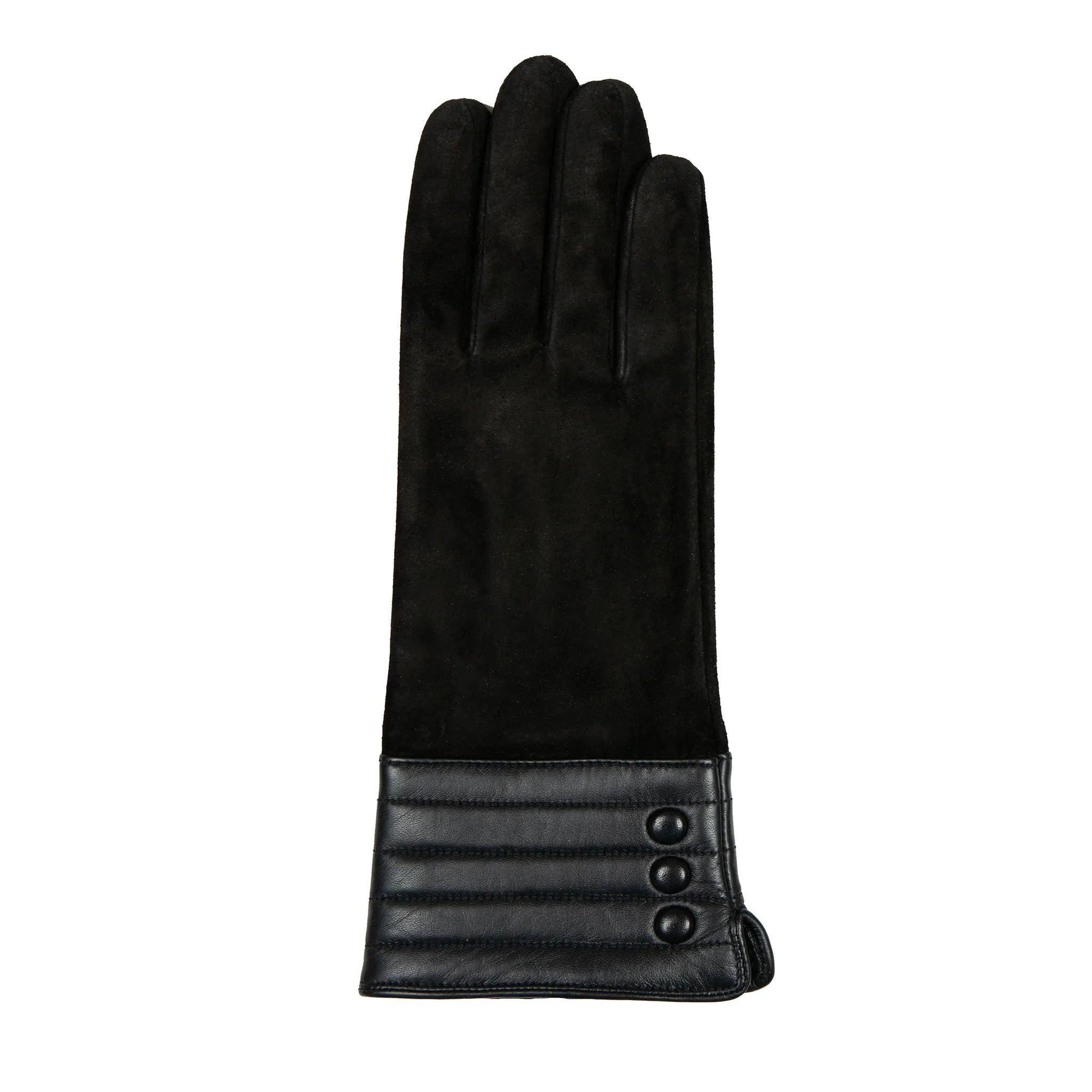 Women’s Touchscreen Water Resistant Lined Suede Gloves with Leather Cuffs