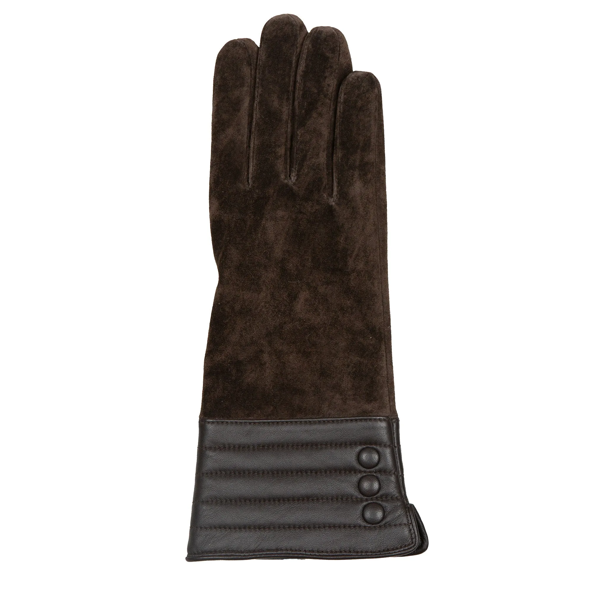 Women’s Touchscreen Water Resistant Lined Suede Gloves with Leather Cuffs